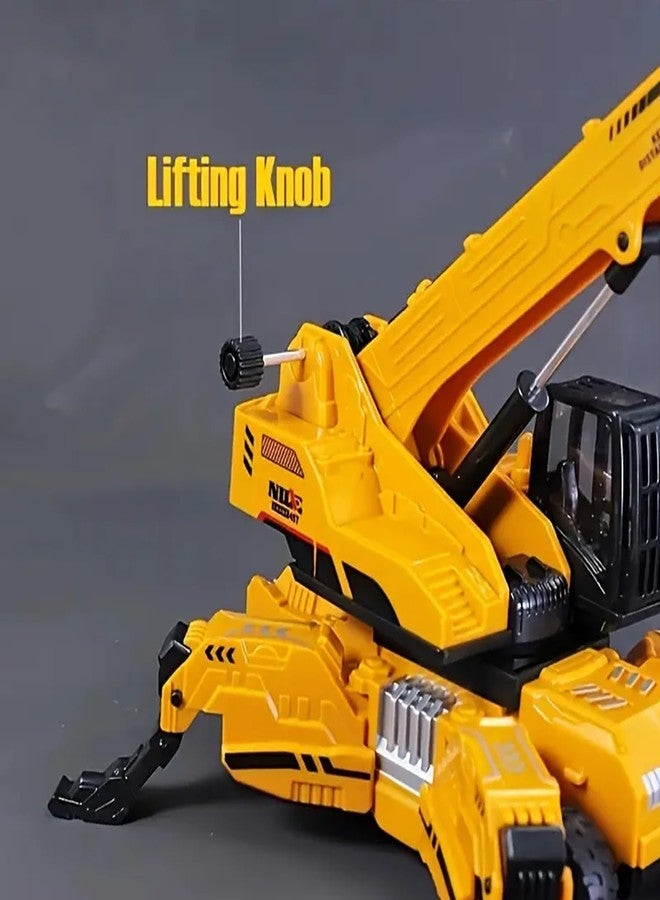 PROBABE 1:50 Diecast Friction Powered Lifting Long Crane Toy with Cable 360 Degree Rotating Towing Model Toy with Movable Wheel Construction Vehicles Truck for Kids Boys Girls - Image 5